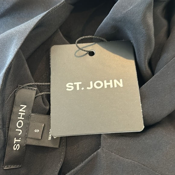 St. John NWT silk shell, black, cowl neck, size S - Picture 3 of 6